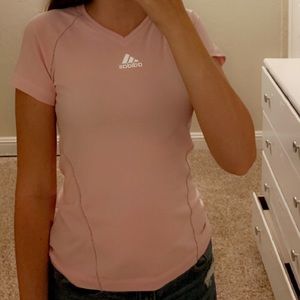 pink adidas workout shirt